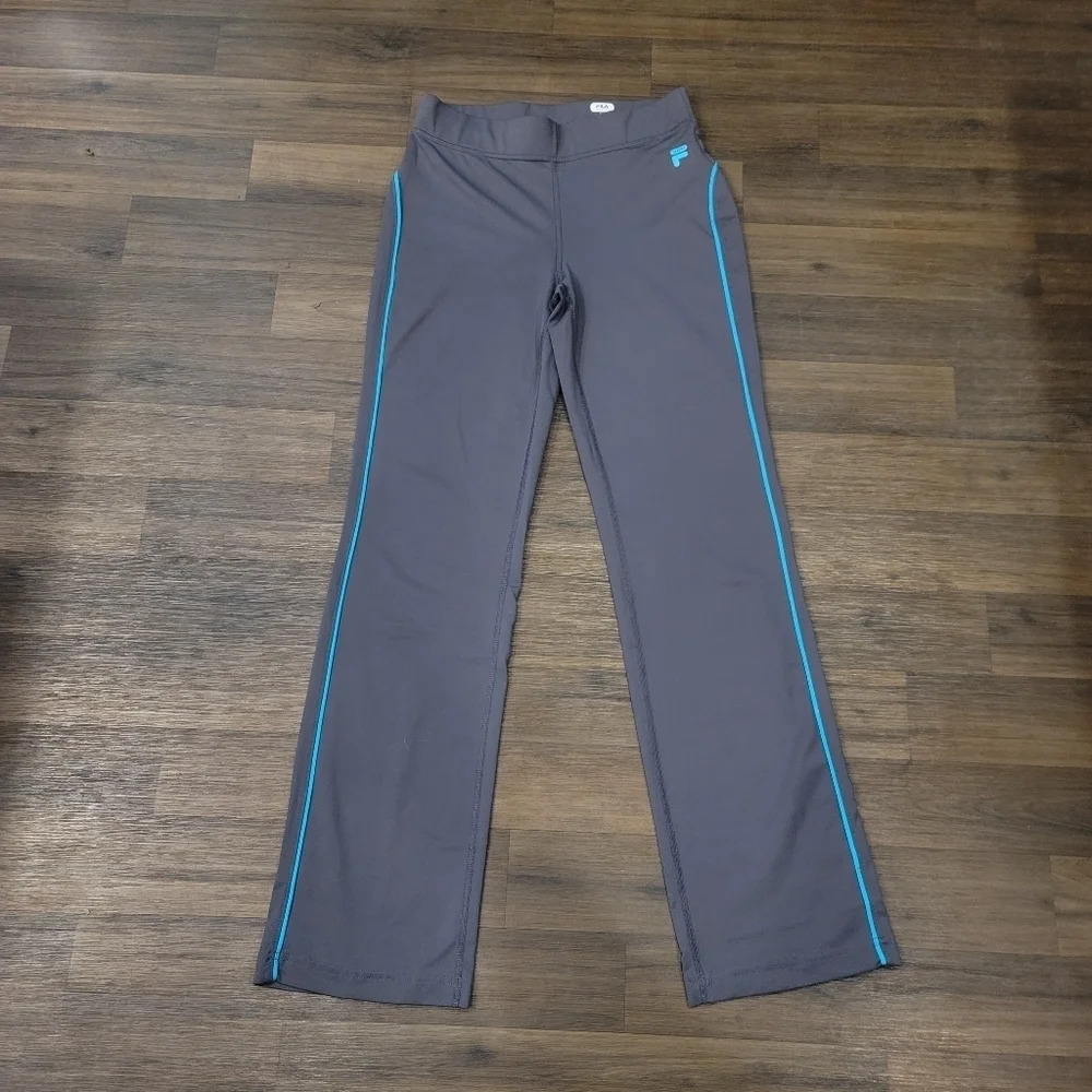 FILA SPORT Workout Leggings Activewear Gray Blue Sports Gym Girls Size L 14